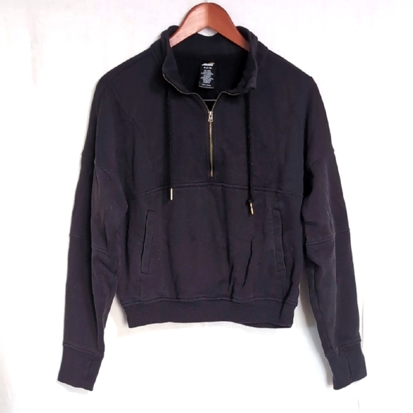Avia Black Collared Half Zip Sweatshirt Size Medium - Picture 1 of 6